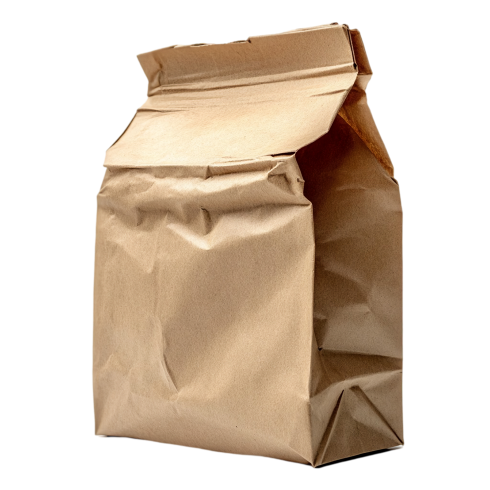Brown paper bag on black background png