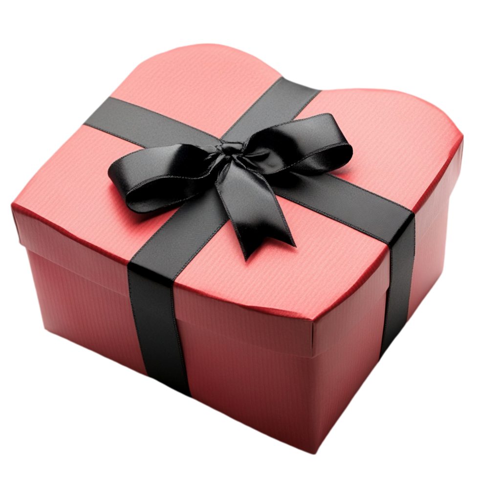 Heart shaped gift box ribbon for valentine's day isolated on transparent background png