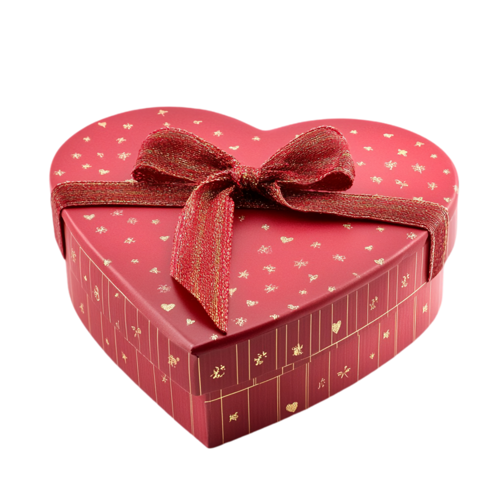 Heart shaped gift box with ribbon valentine's day isolated on transparent background png