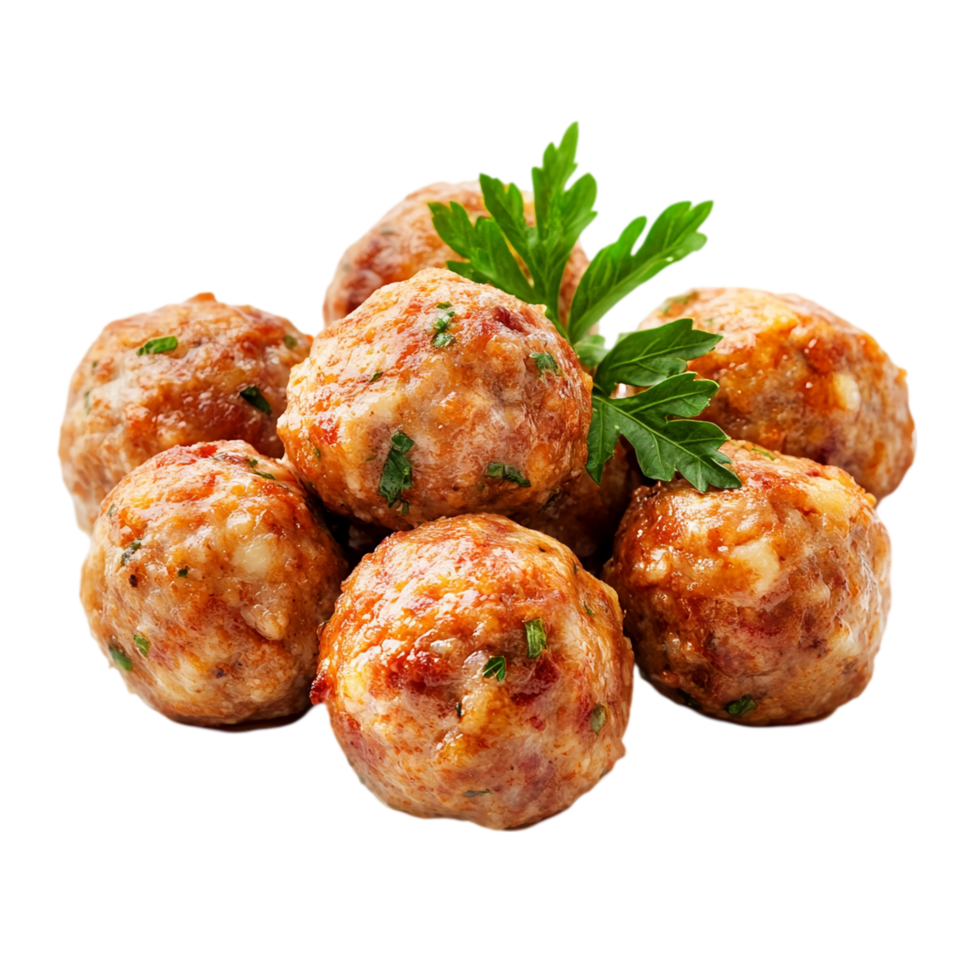 yummy meatballs with parsley ready to be served soon isolated on transparent background png
