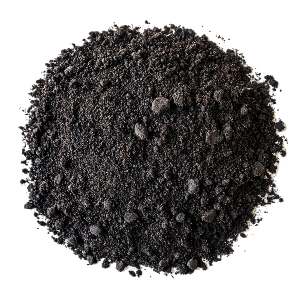 Rich, Dark Coffee Grounds Pile Isolated on Transparent Background png