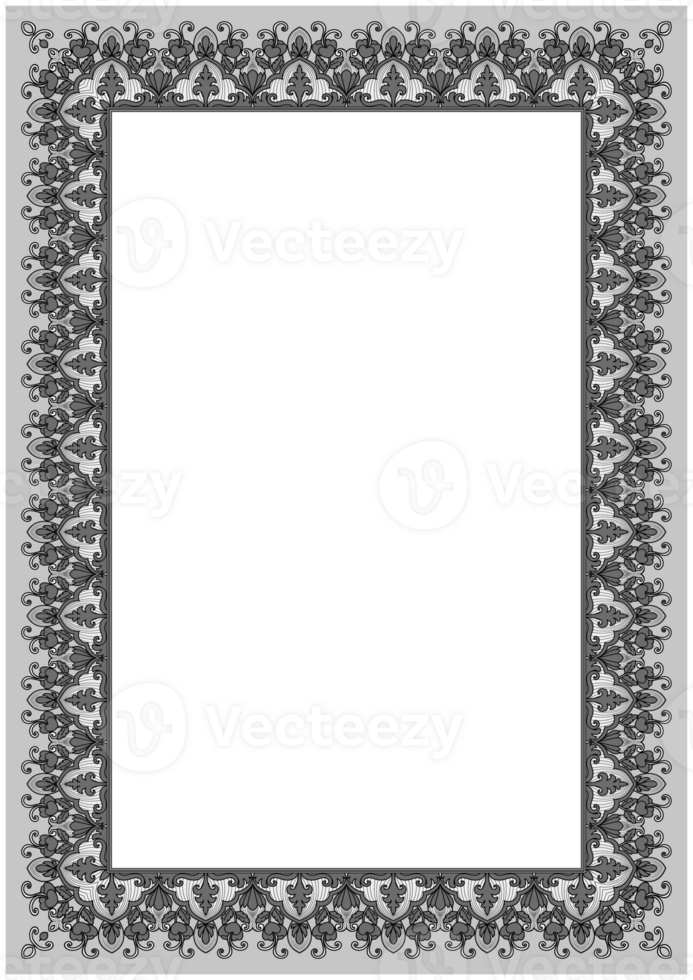 Abstract black frame vintage pattern transparent background for photo frame png