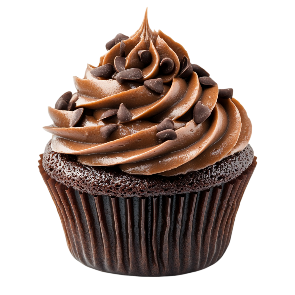 Chocolate Cupcake with Smooth Frosting Isolated on Transparent Background png
