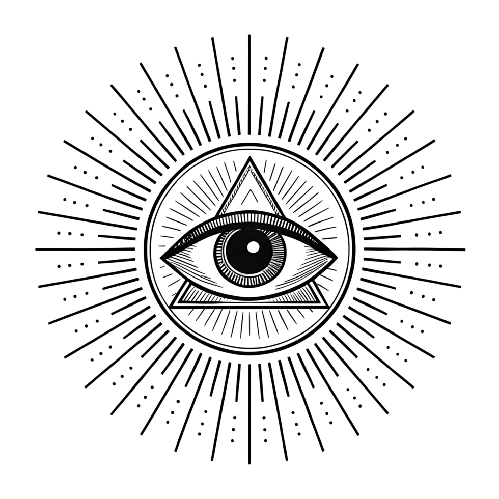 Engraved Eye of Providence with Sunburst, Spiritual on Transparent png