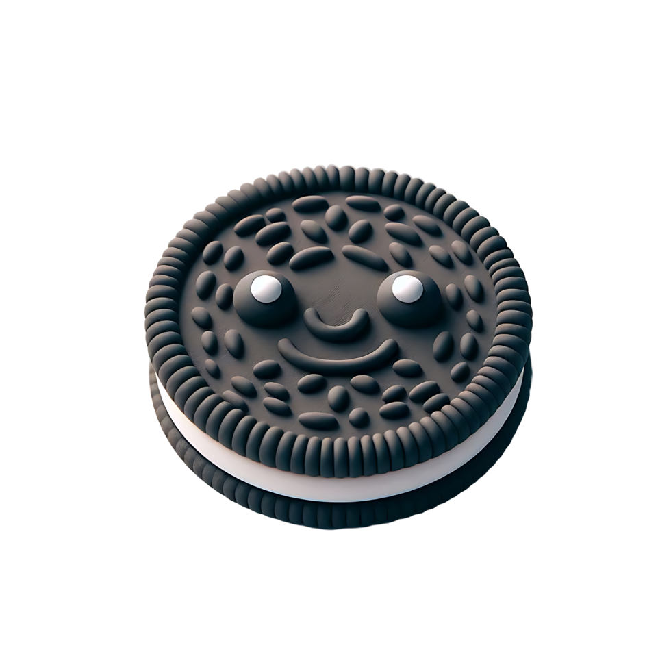 Smiling Cookie With Friendly Face and Cream Filling png