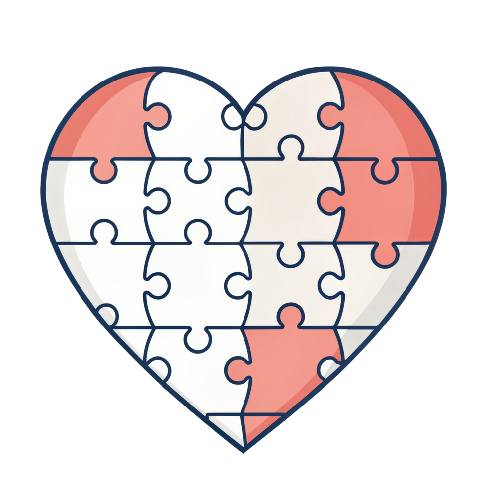 Heart-Shaped Puzzle with Missing Piece Illustration png
