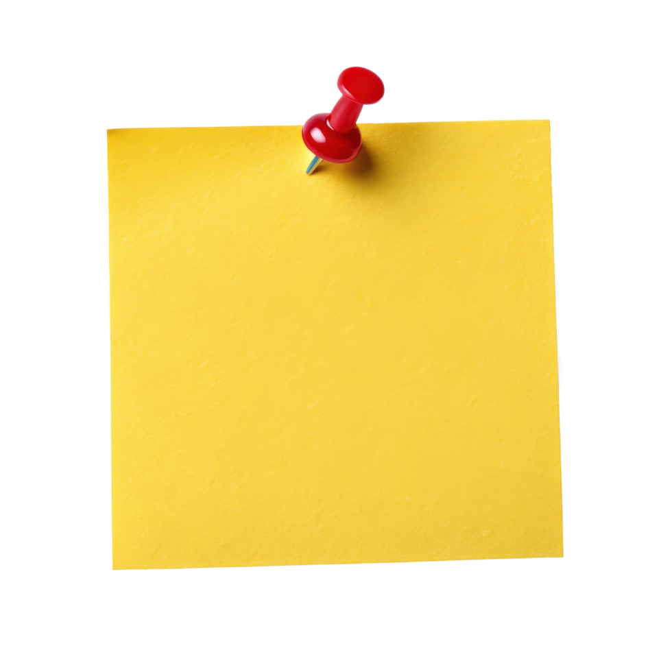 Blank Yellow Sticky Note with Red Pushpin png
