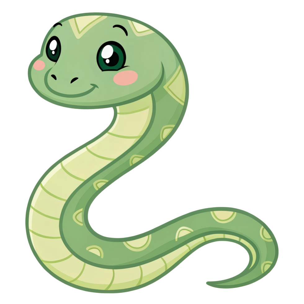 Cute Cartoon Snake with Friendly Expression png