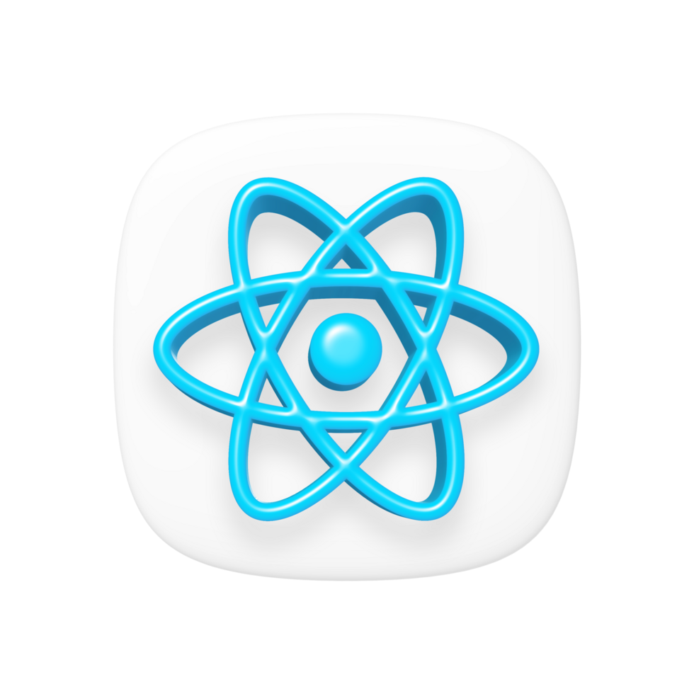 React js programing language 3d icon transparent background png