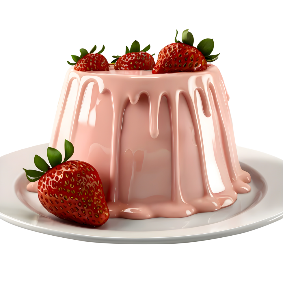 A strawberry pudding with a strawberry on top png