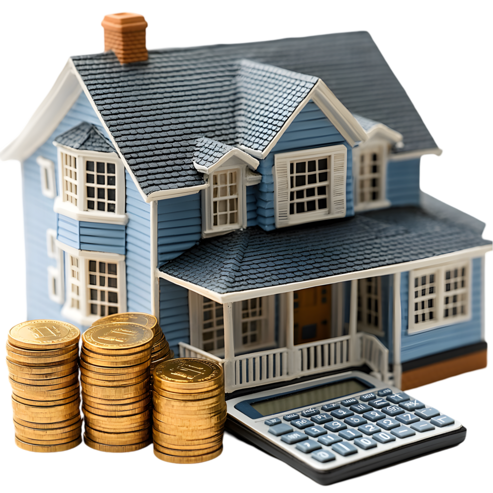 Blue House Model Gold Coins Calculator Home Costs Savings Finance, png