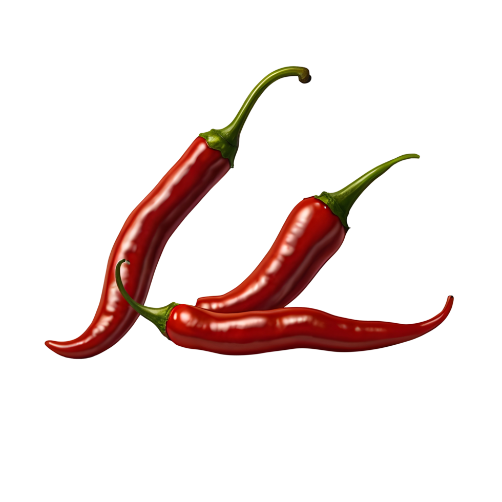 Three red chili peppers on a transparent background png