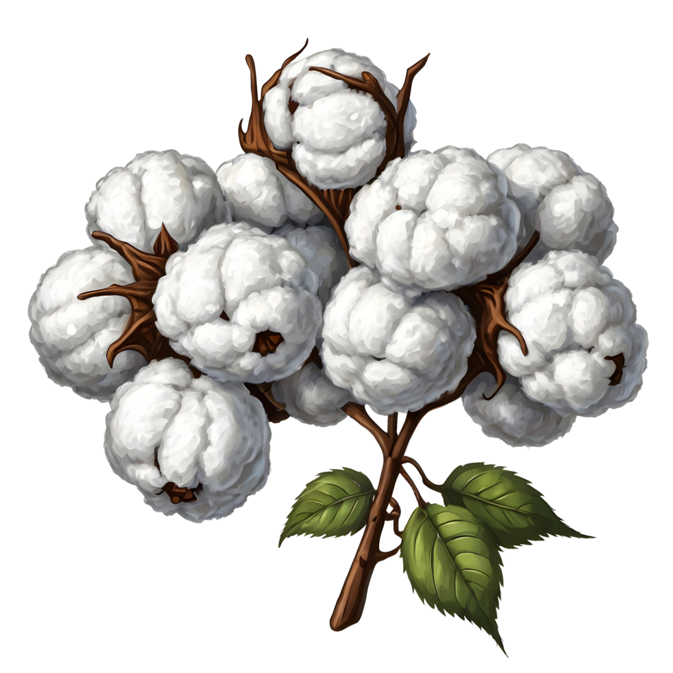 Cotton plant with leaves transparent background png