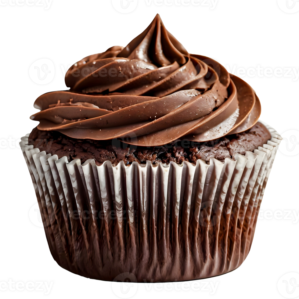 A chocolate cupcake on a transparent background png
