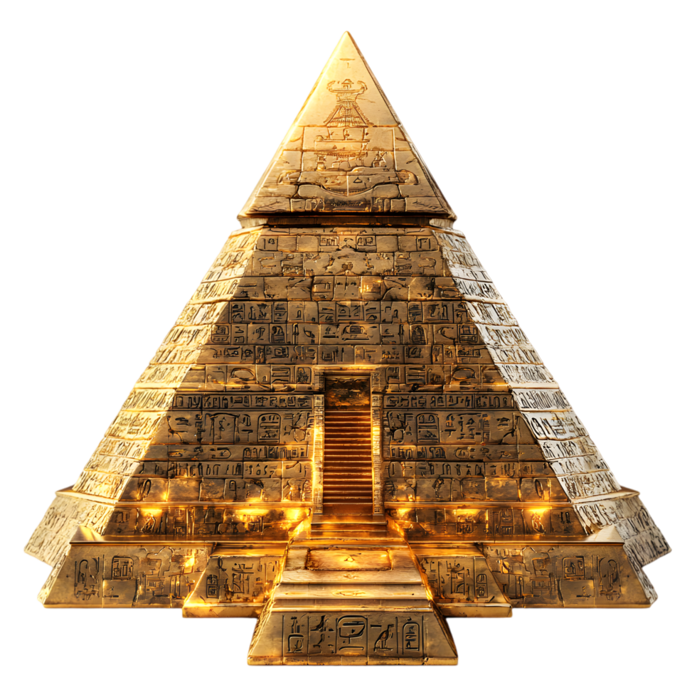 Golden Pyramid Ancient Egypt Hieroglyphs Entrance Mystery png