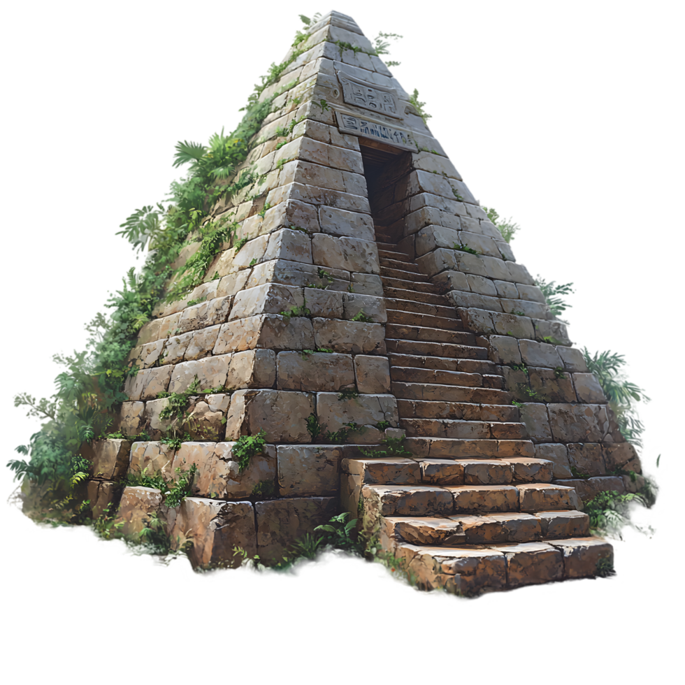 Ancient Stone Pyramid Steps Jungle Ruins Exploration png