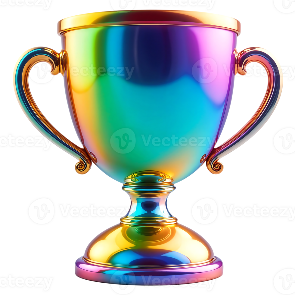 3D Champion Cup with Glossy Finish and Vibrant Colors on Transparent Background png