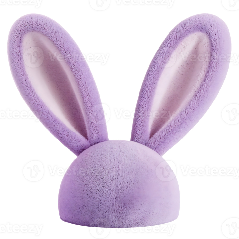 Soft Lavender Bunny Ears 3D Render on Transparent Background png