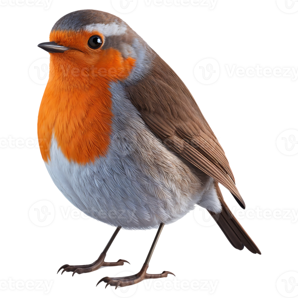 Orange Breasted Robin 3D Render on Transparent Background png