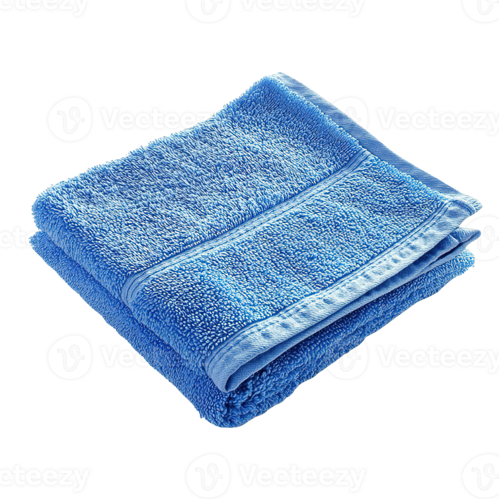 Soft and Absorbent Blue Towel Neatly Folded Isolated on Transparent Background png