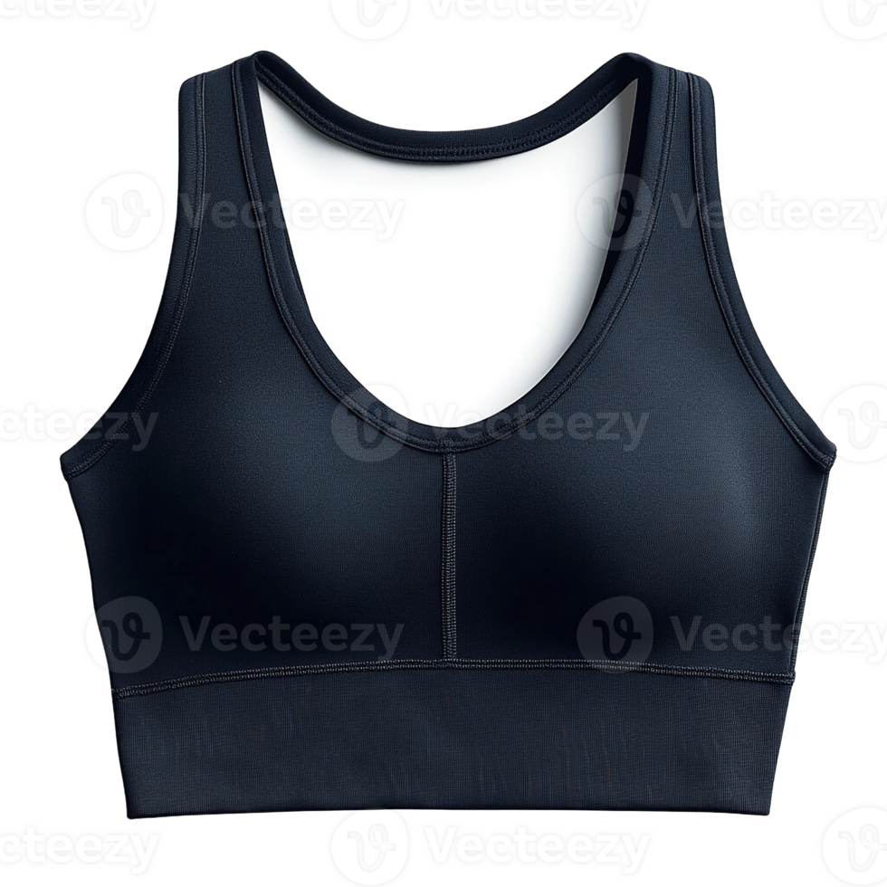 Black Sports Bra with Unique Patterns and Fabric Textures Isolated on Transparent Background png