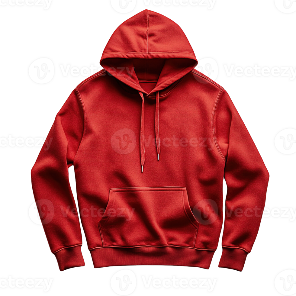 Unisex Red Pullover Hoodie with Soft Fleece Lining Isolated on a Transparent Background png