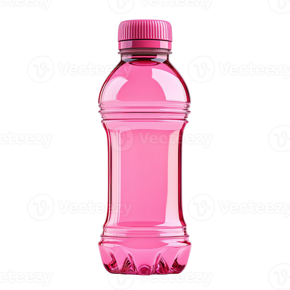 Stylish Fluorescent Pink Plastic Bottle Isolated on a Transparent Background png