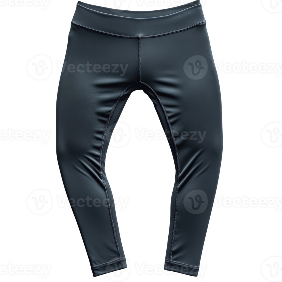 Athletic Black Leggings with Breathable and Flexible Material Isolated on Transparent Background png