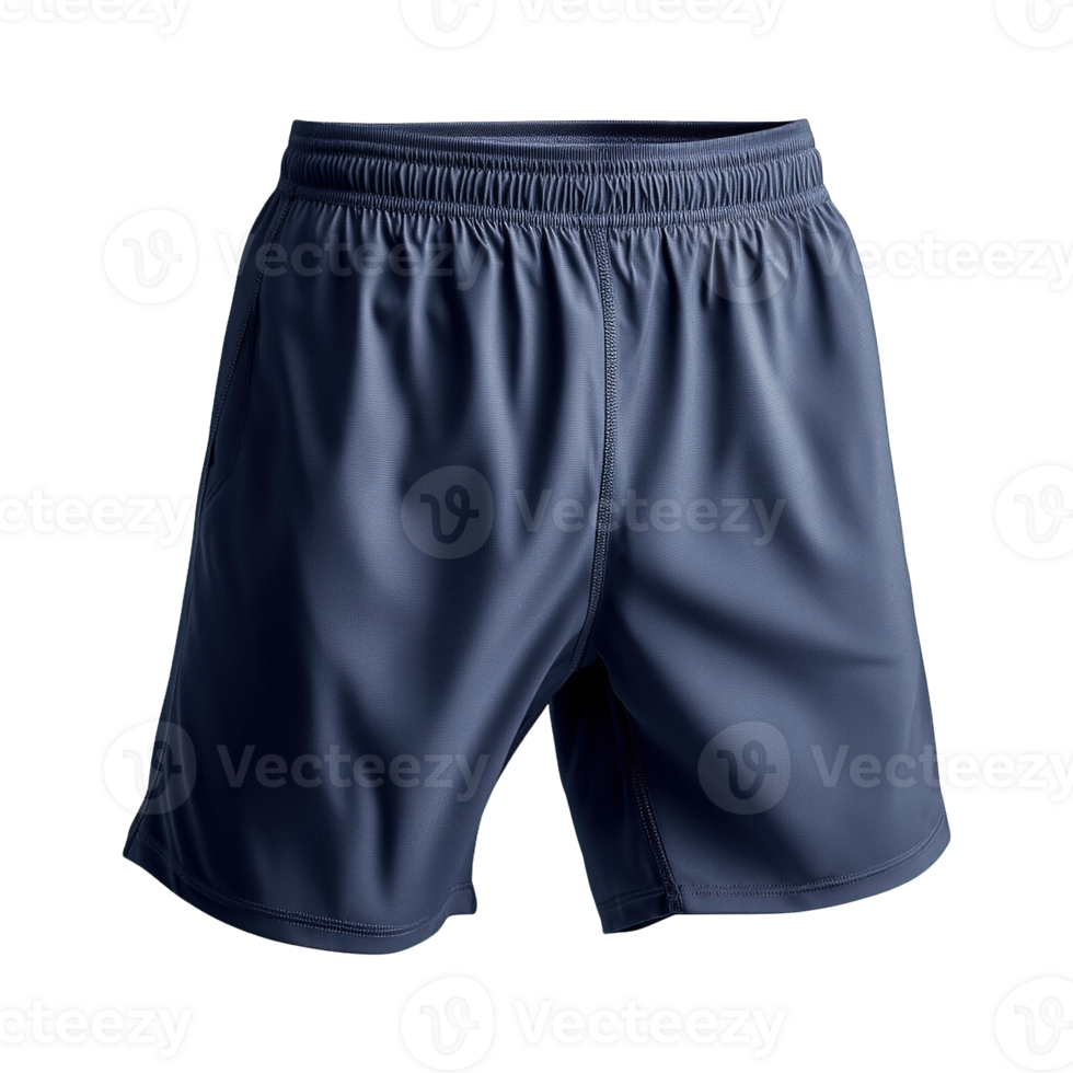 Navy Blue Athletic Running Shorts with Elastic Waistband Isolated on Transparent Background png