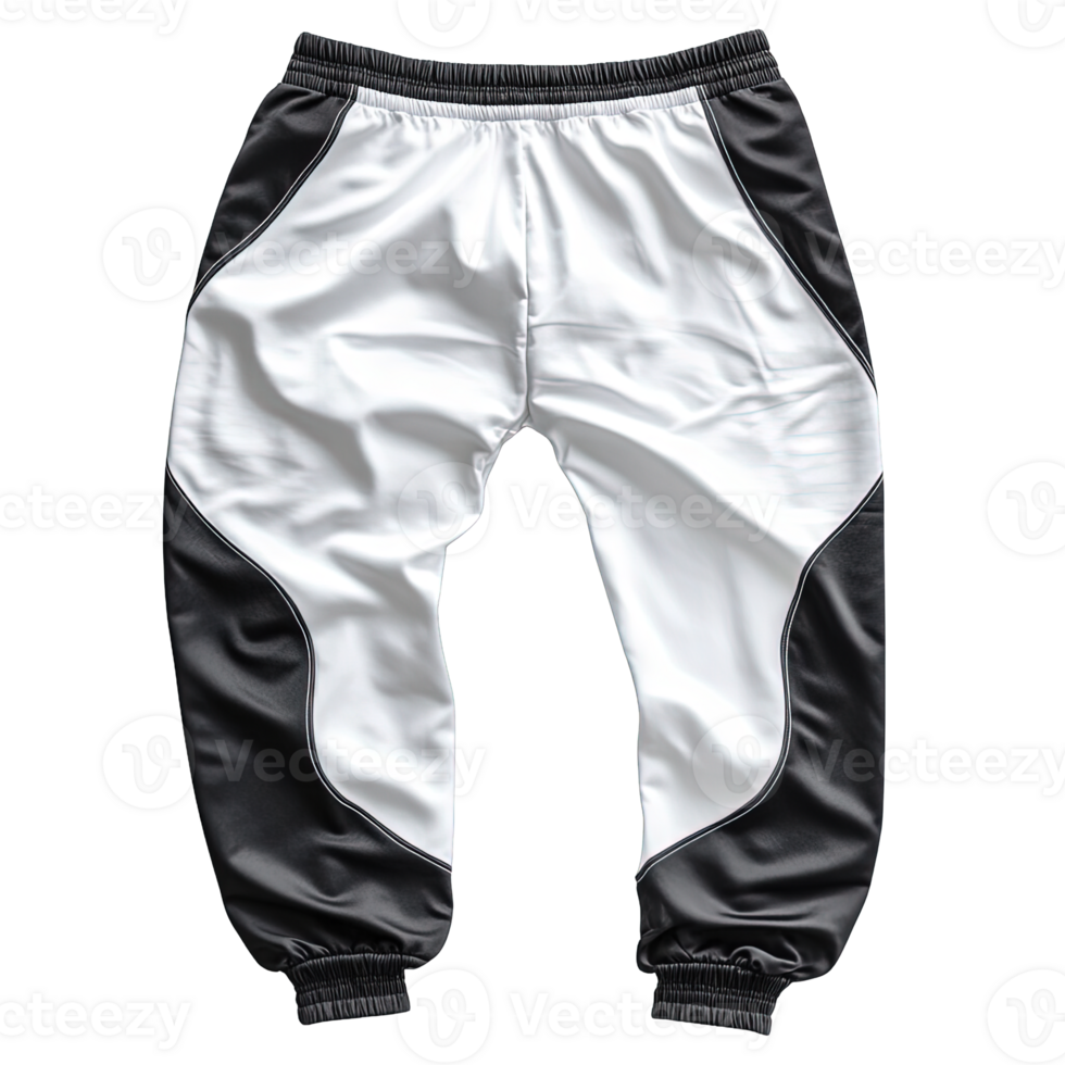 Trendy Sportswear Jogger Pants in Black and White Color Scheme on Transparent Background png