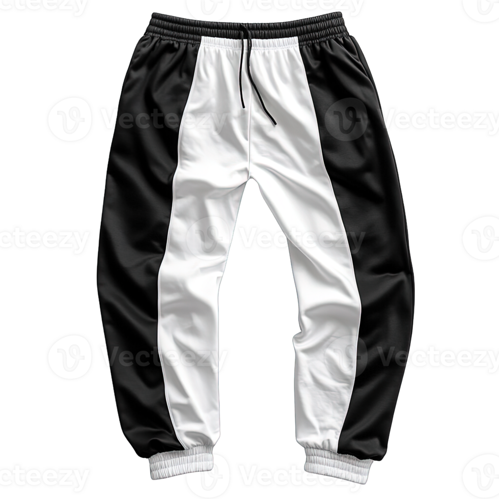 Sporty and Comfortable Jogging Pants with Black and White Contrast Detailing for Men and Women png