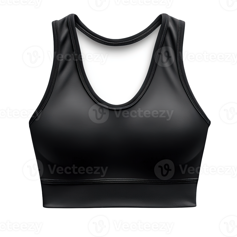 Sleek and Modern Black Sports Bra Isolated on Transparent Background png