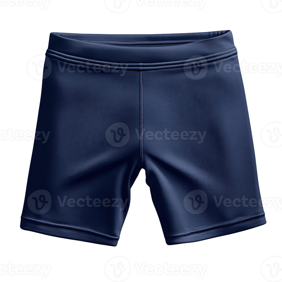 Mens and Womens Navy Blue Compression Shorts with Stretchable and Breathable Material Isolated on Transparent Background png