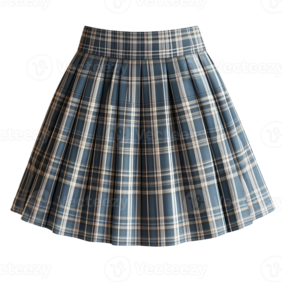 Wool-Blend Girls' Plaid Skirt Featuring a Structured Pleated Silhouette png
