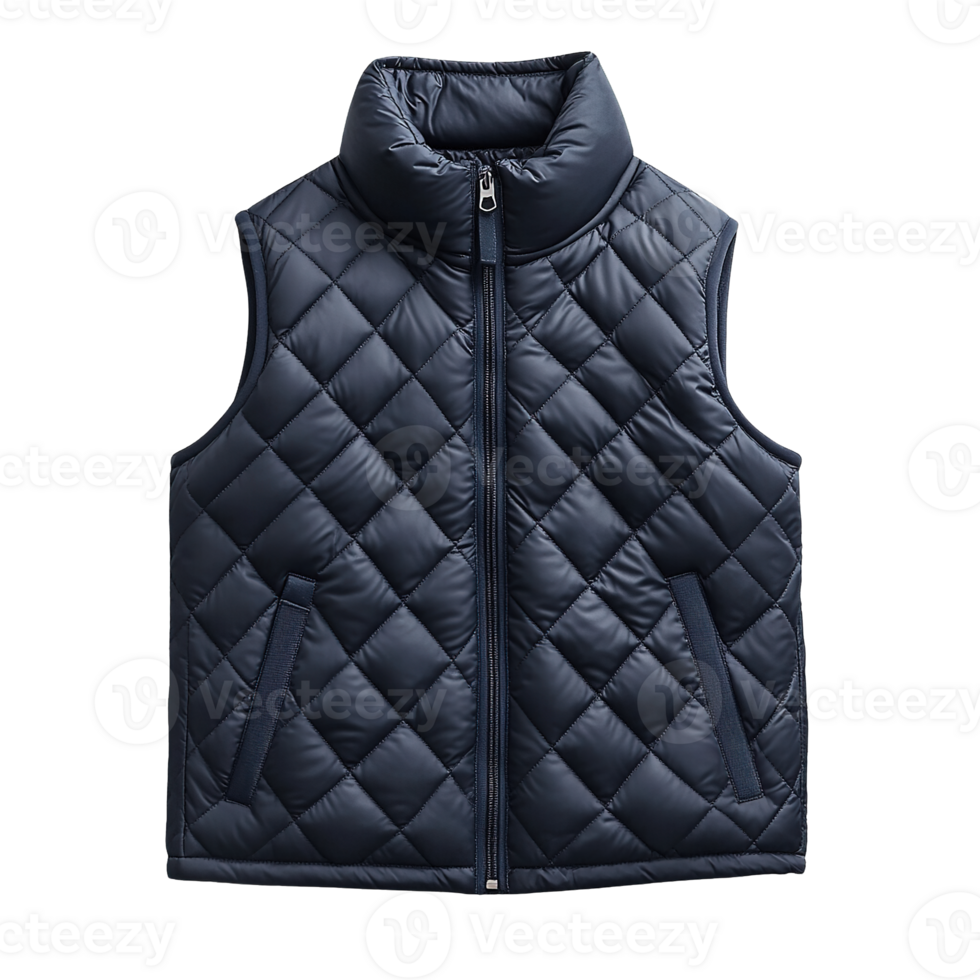 Trendy and Functional Sleeveless Jacket for Boys with Warm Padding, Durable Fabric, and Elegant Quilted Texture png