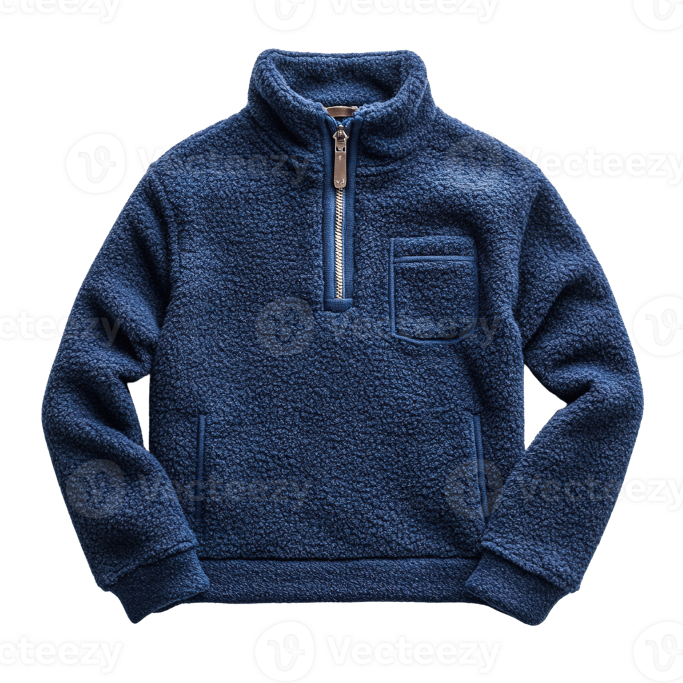 Warm and Stylish Kids Sherpa Fleece Sweatshirt with Zippered Front, Elastic Cuffs, and Casual Fit on Transparent Background png