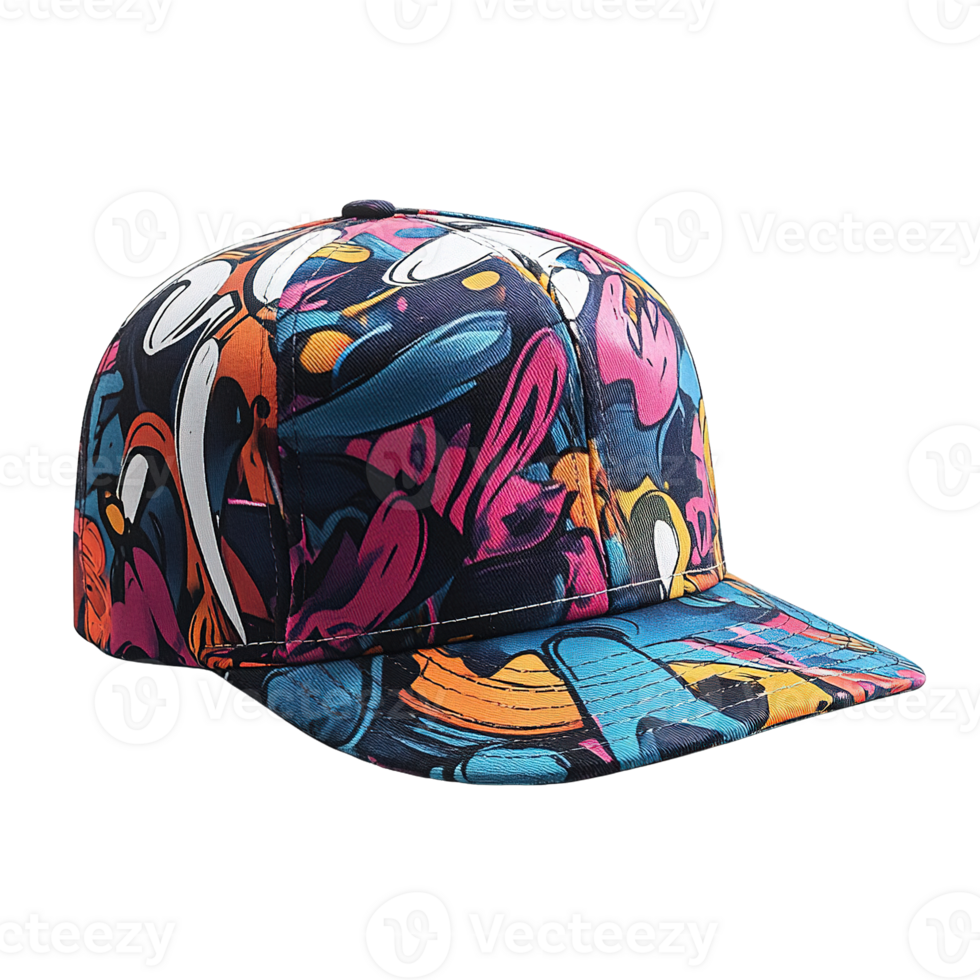 Snapback Cap with Eye-Catching Graffiti Artwork Isolated on Transparent Background png