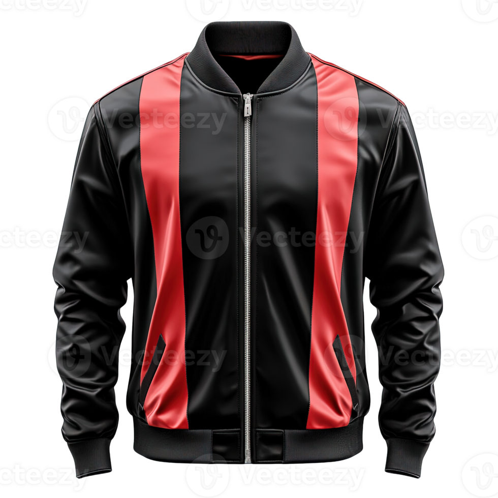 Black and Red Sports Jackets with Symmetrical Stripe Patterns Isolated on Transparent Background png