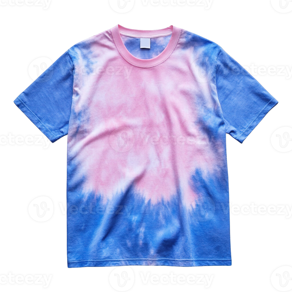 Flat Lay of Colorful Tie-Dye T-Shirts Isolated on Transparent Background png