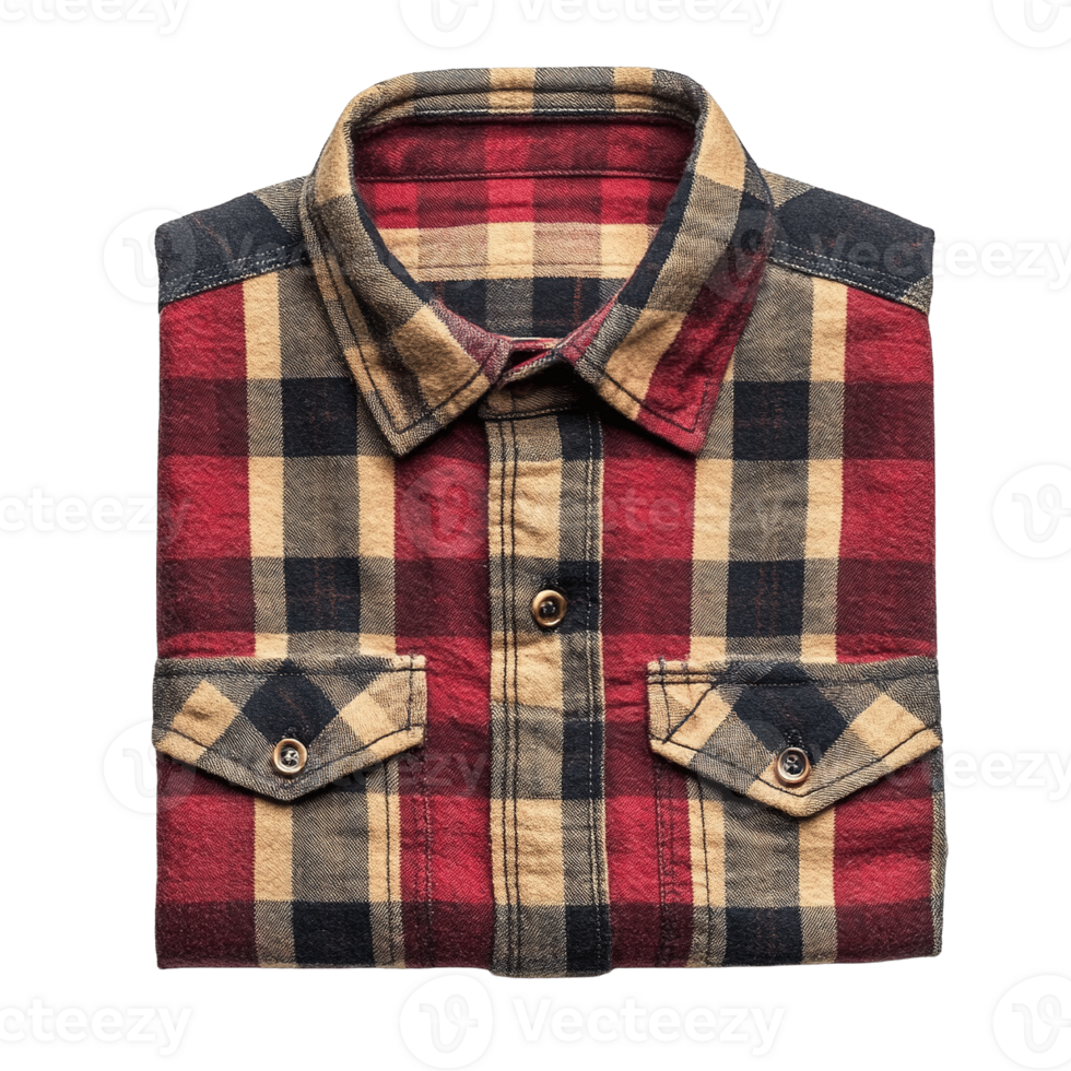 Classic Plaid Flannel Shirts Neatly Folded Isolated on Transparent Background png