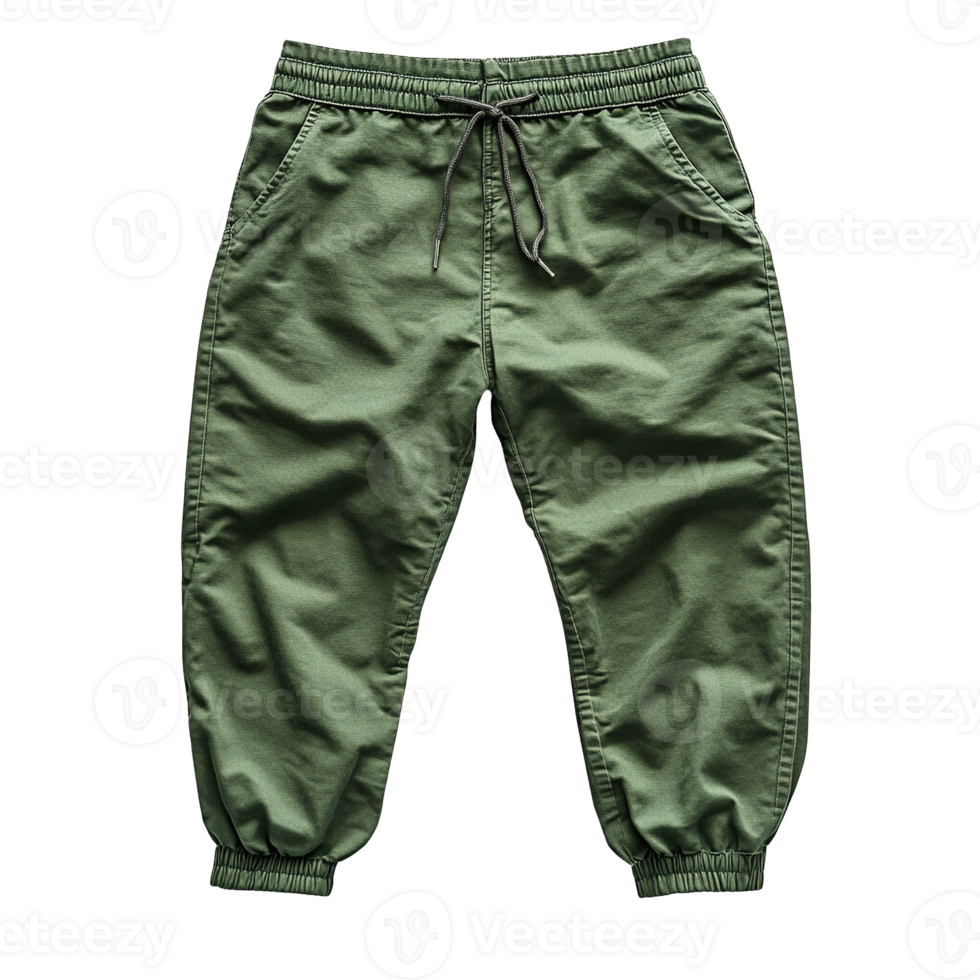 Jogger Pants with Soft Fabric, Elastic Waistband, and Ankle Cuffs on a Transparent Background png