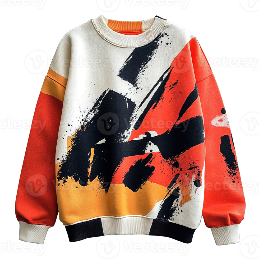 Contemporary Urban Sweatshirt with a Unique Graffiti Style Design in a Dynamic Composition of Bright Tones png