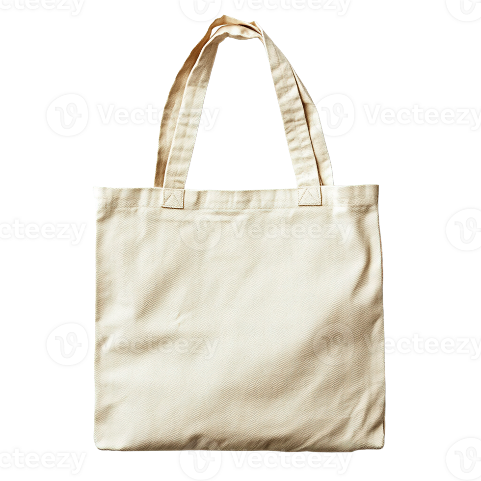 Reusable and Recyclable Cloth Tote Bag with Plain Design on Transparent Background png