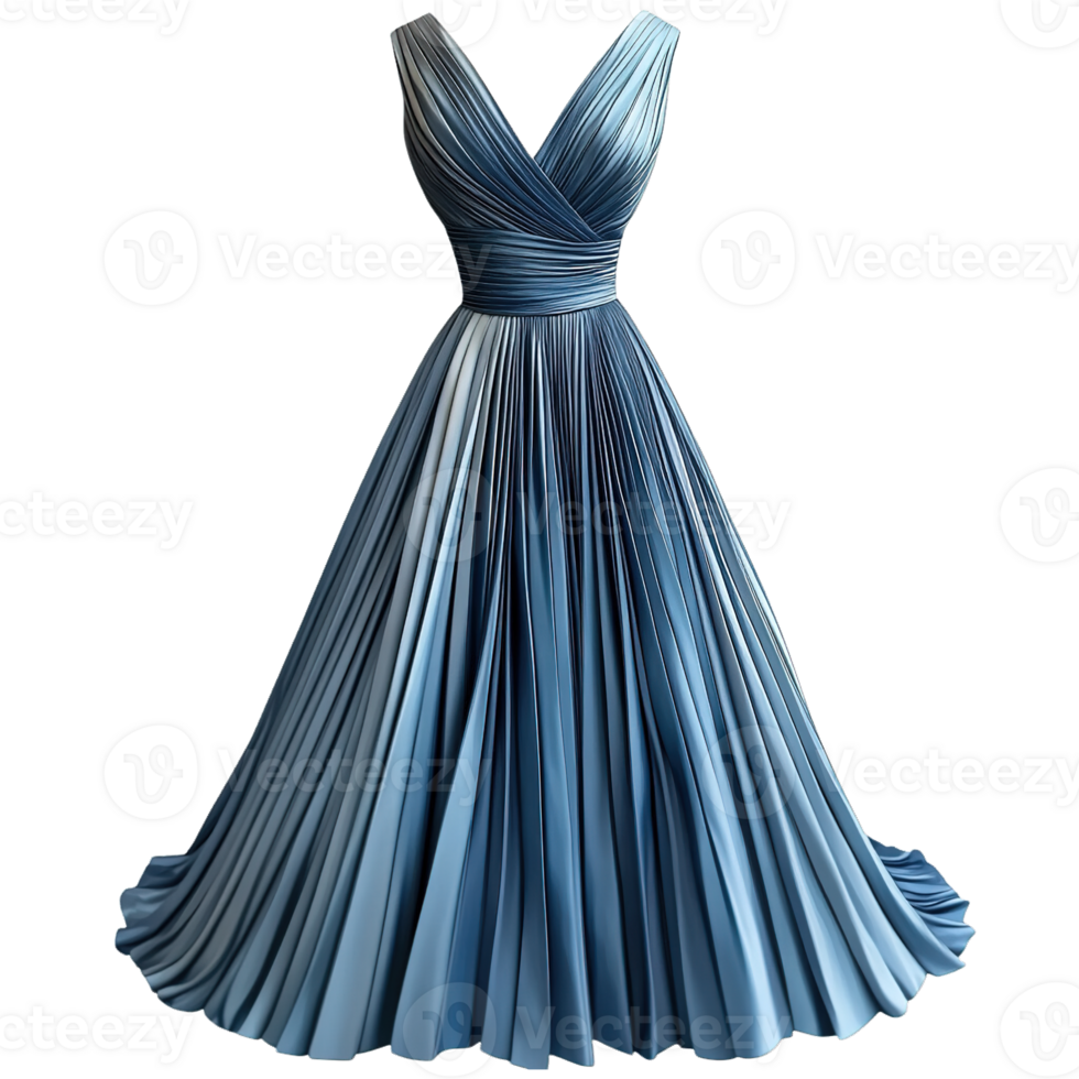Timeless Satin Evening Dress with Elegant Pleating and Feminine Cuts Isolated on Transparent Background png