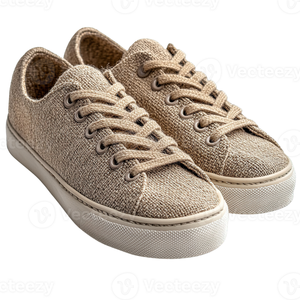 Handcrafted Jute and Hemp Sneakers Representing Ethical and Sustainable Shoe png