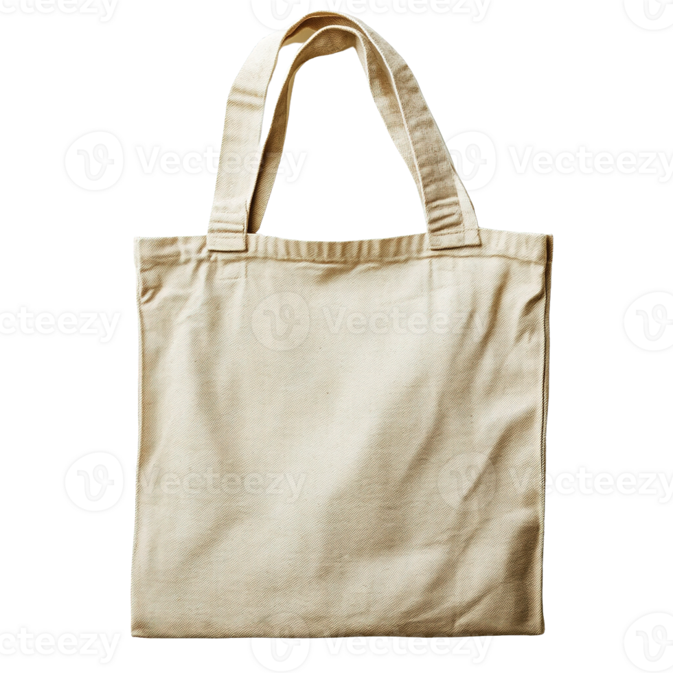 Reusable Fabric Tote Bag Made from Recycled Cotton on Transparent Background png
