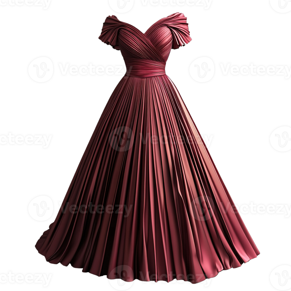 Satin Dress with Detailed Draping and Full-Length Designs Isolated on Transparent Background png