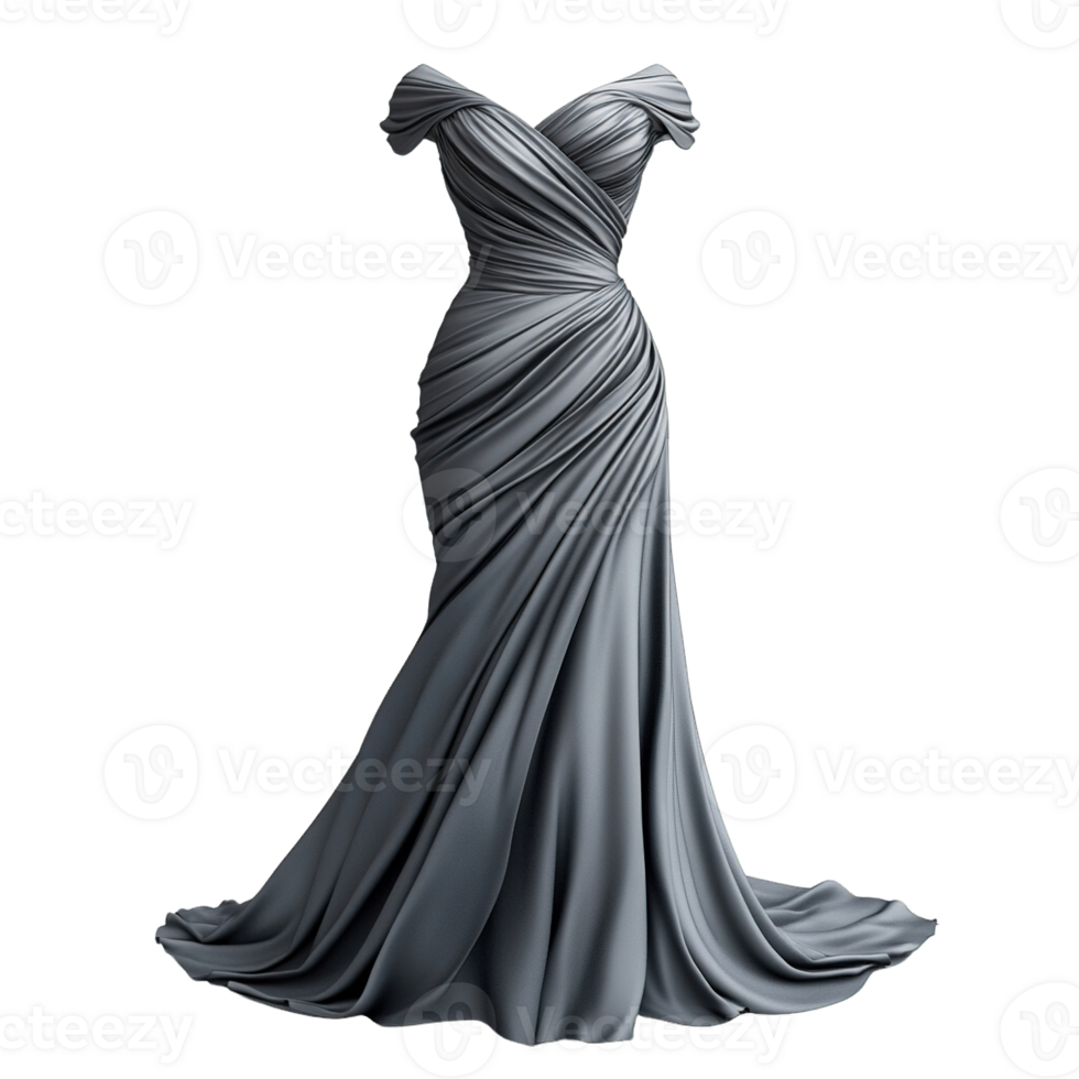 Glamorous Evening Wear Featuring Draped Necklines and Smooth Satin Fabric png