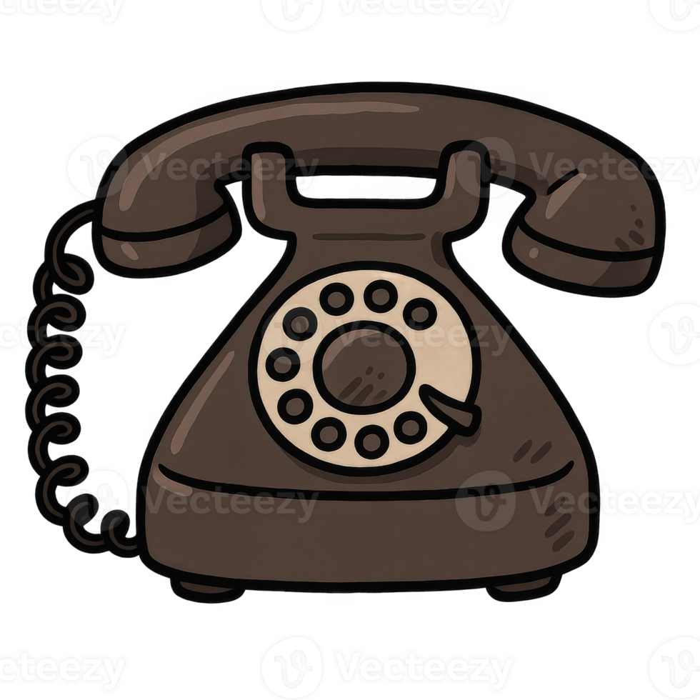 classic rotary telephone with transparent background for retro tech, vintage communication, contact icons, and nostalgic interface use png