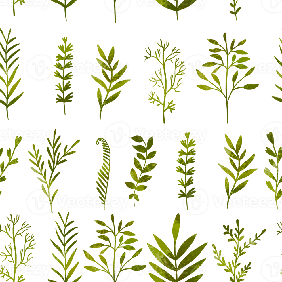 Watercolor branches, leaves, greenery seamless pattern. Hand drawn botanical illustration repeated background Spring summer png